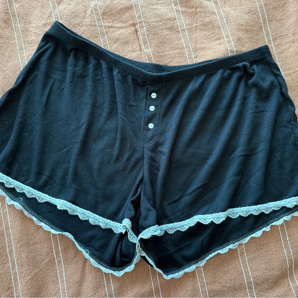 Black Lace Trim Sleep Shorts